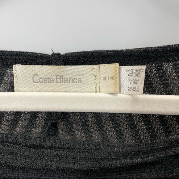 [m] Costa Blanca Sheer Black Subtle Striped Short Sleeve Tunic Women’s - Picture 9 of 12